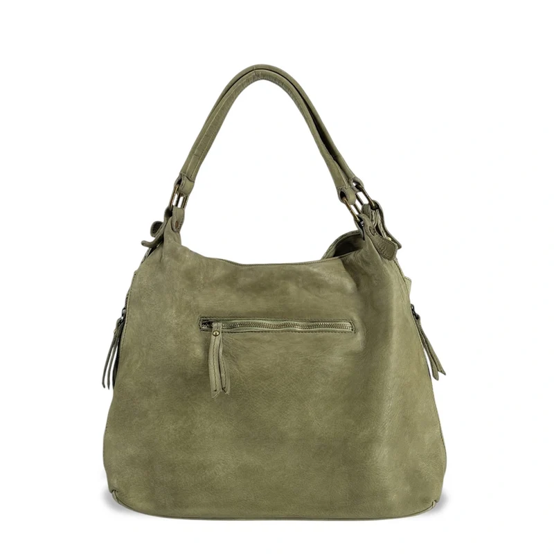 Sac à main en cuir vintage tressé BRISBANE Vert amande