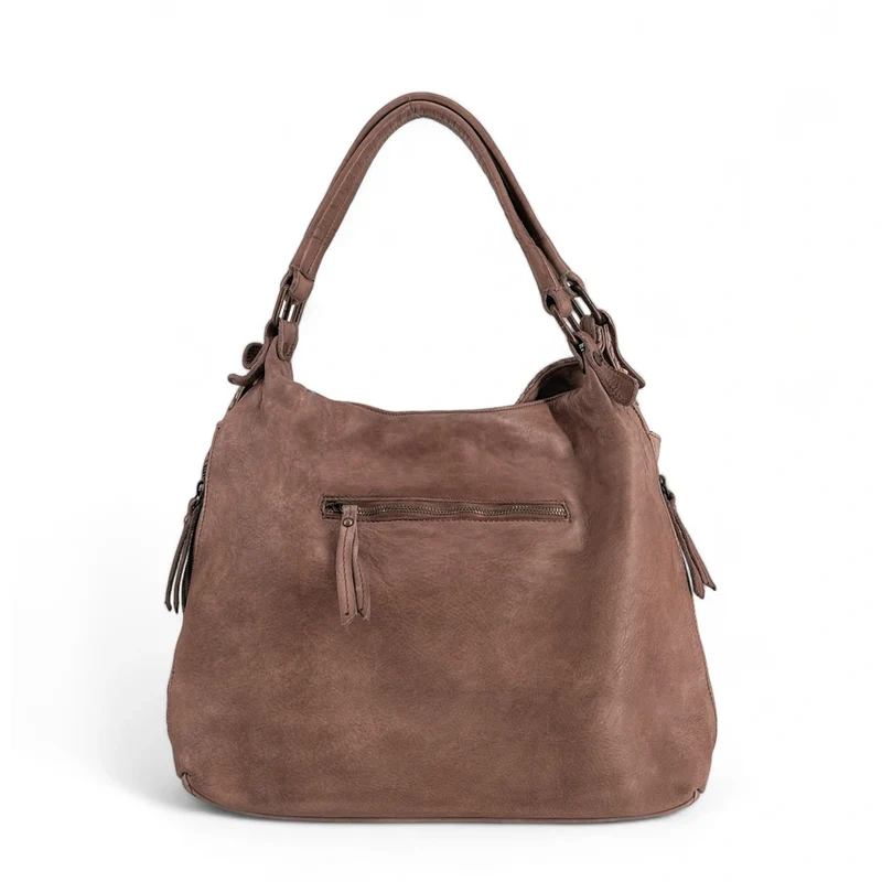 Sac à main en cuir vintage tressé BRISBANE Mocha mousse