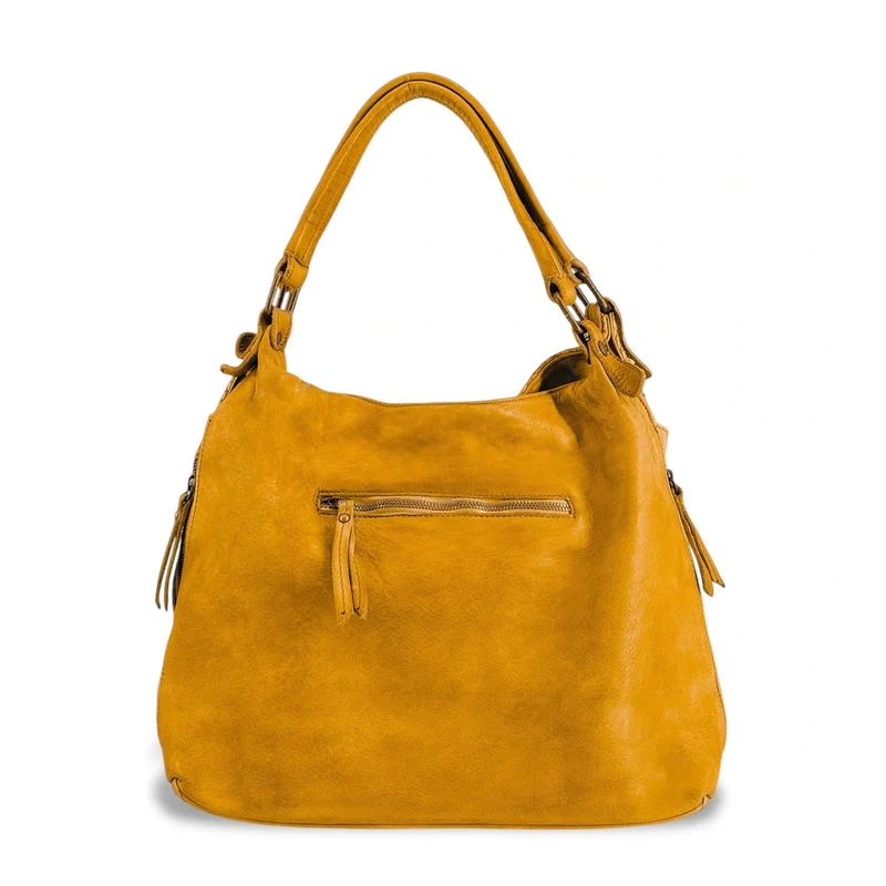 Sac à main en cuir vintage tressé BRISBANE Jaune tournesol