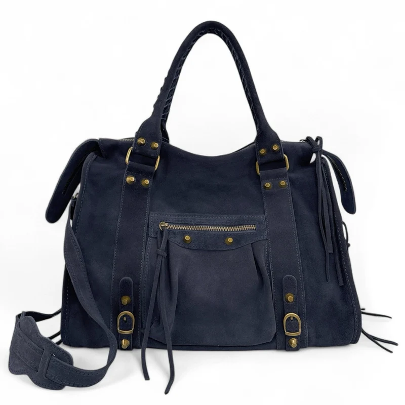 Grand sac à main en daim STORM SUEDE XL Bleu marine