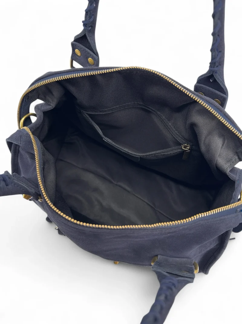 Grand sac à main en daim STORM SUEDE XL Bleu marine