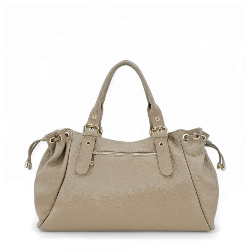 Sac bowling en cuir grainé PRINCESSE XL Taupe