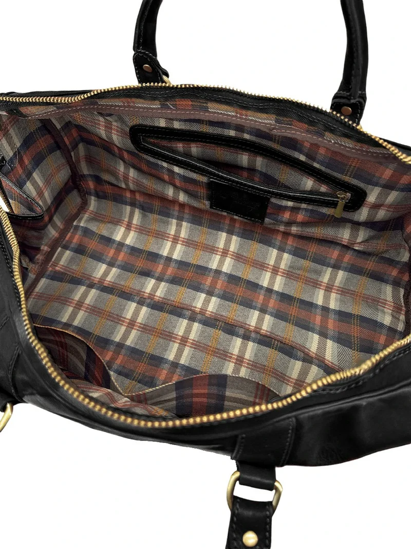 Sac de voyage en cuir lisse KALAHARI Noir