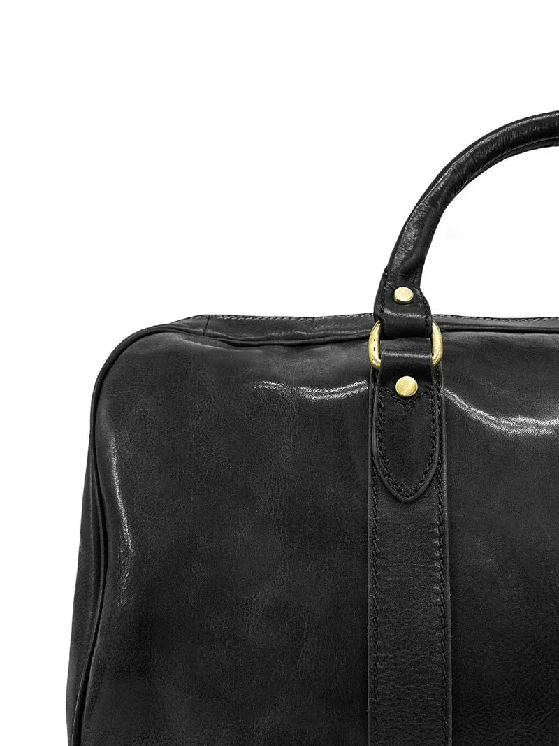 Sac de voyage en cuir lisse KALAHARI Noir