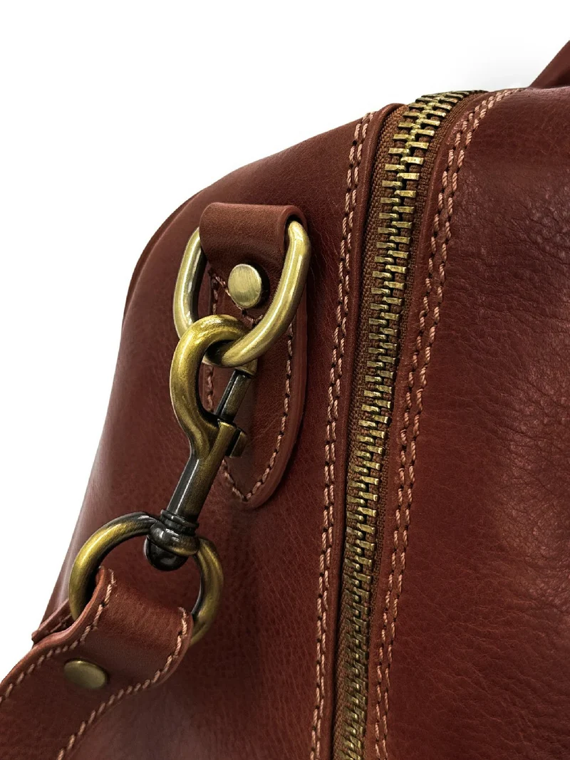 Sac de voyage en cuir lisse KALAHARI Marron châtaigne