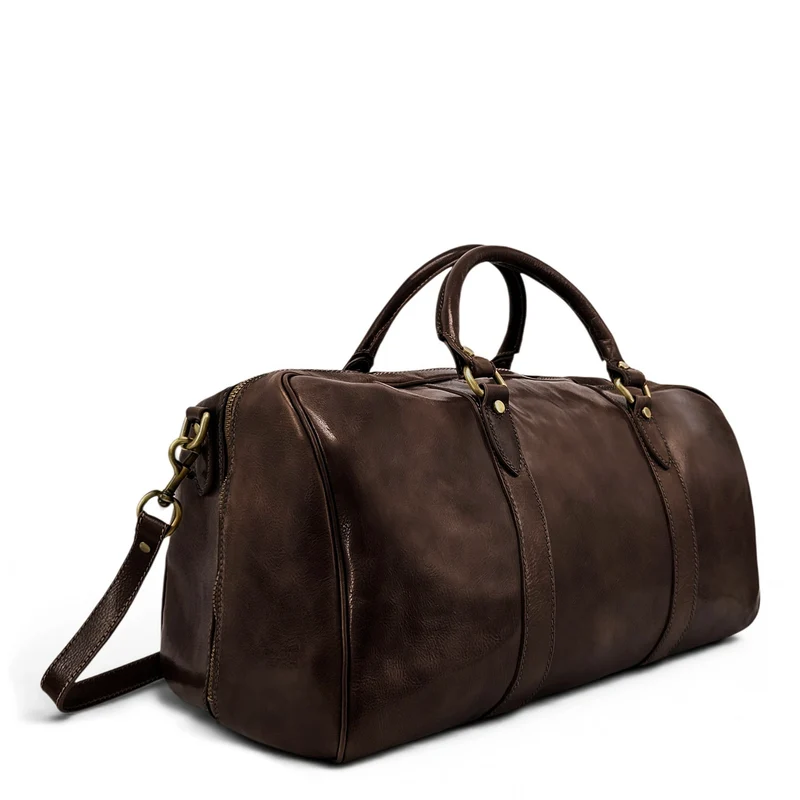 Sac de voyage en cuir lisse KALAHARI Marron chocolat