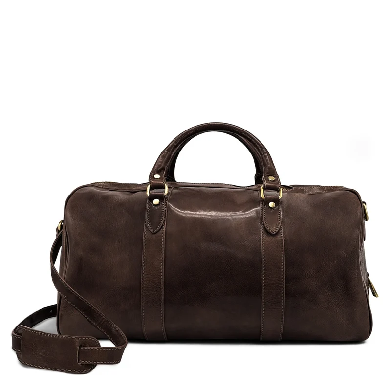 Sac de voyage en cuir lisse KALAHARI Marron chocolat