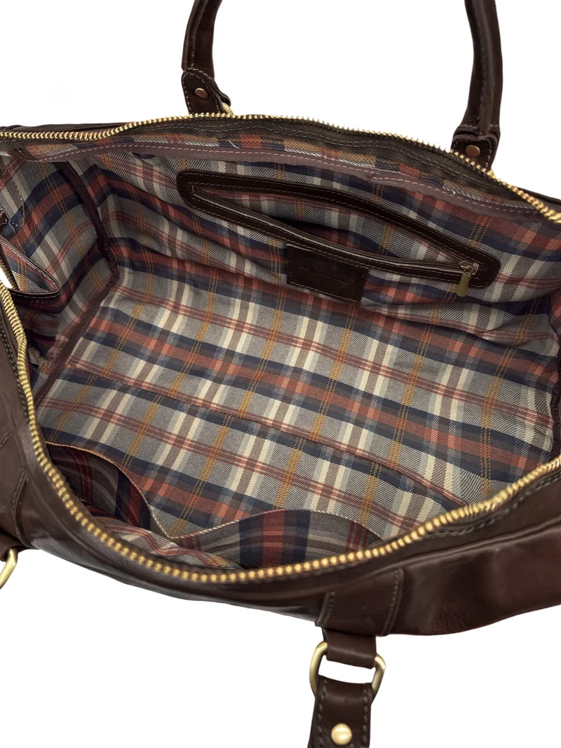 Sac de voyage en cuir lisse KALAHARI Marron chocolat
