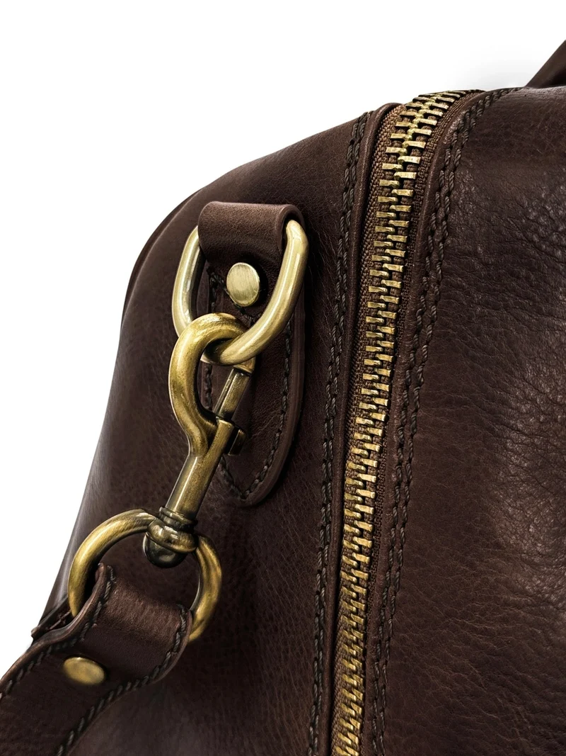 Sac de voyage en cuir lisse KALAHARI Marron chocolat