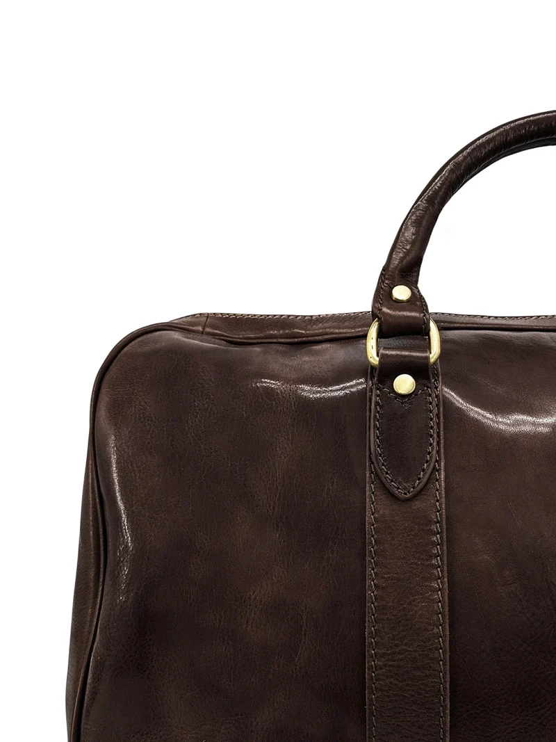 Sac de voyage en cuir lisse KALAHARI Marron chocolat