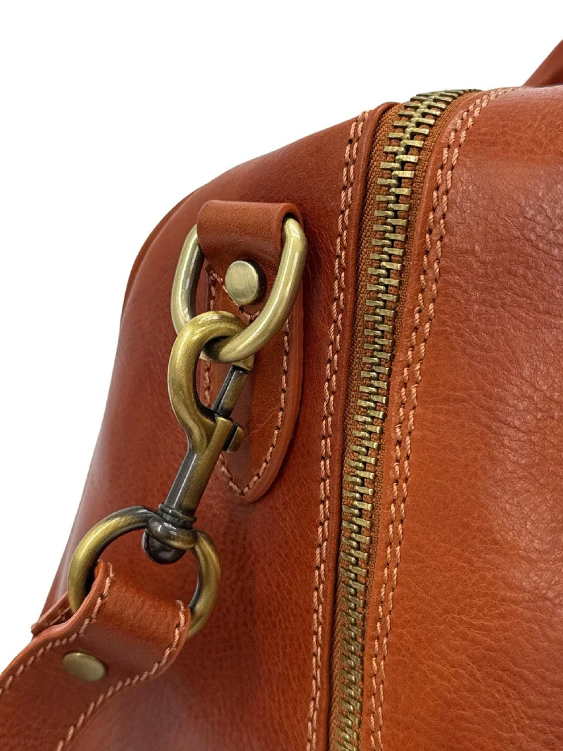 Sac de voyage en cuir lisse KALAHARI Marron cognac