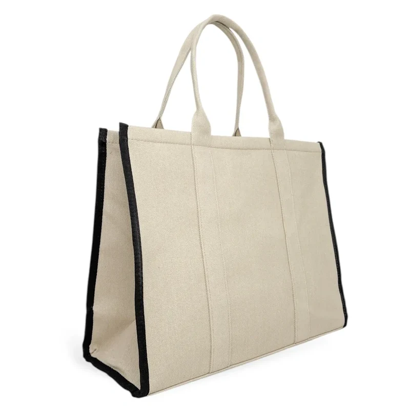 Cabas shopping en toile canvas LE CABAS Beige crème