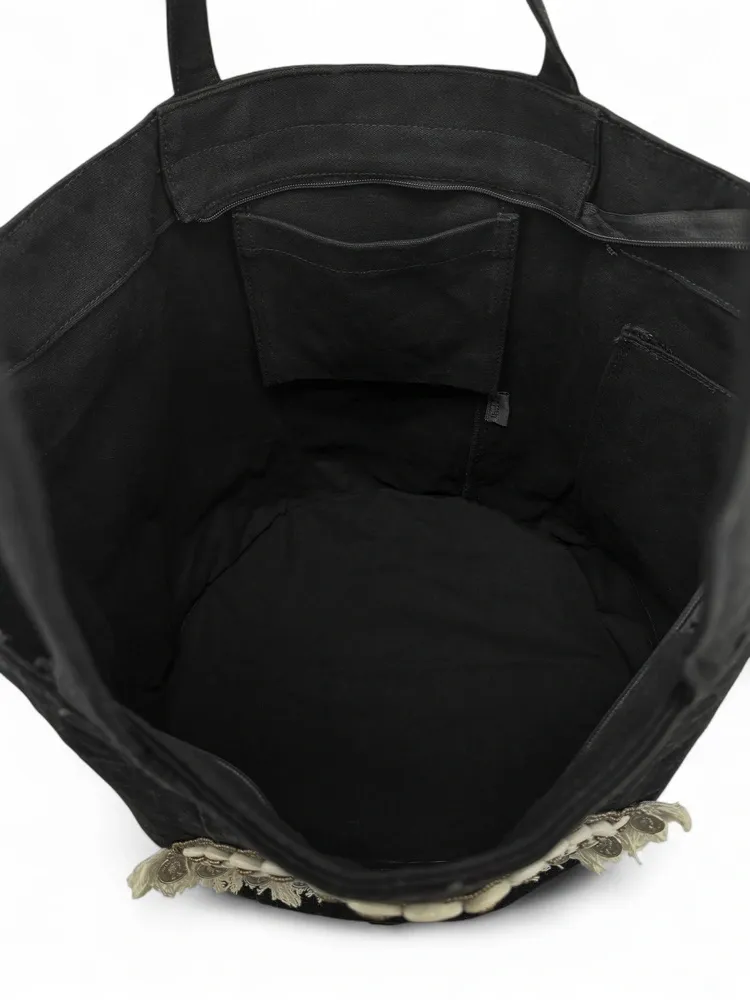 Grand sac en coton et perles I SEA YOU Noir
