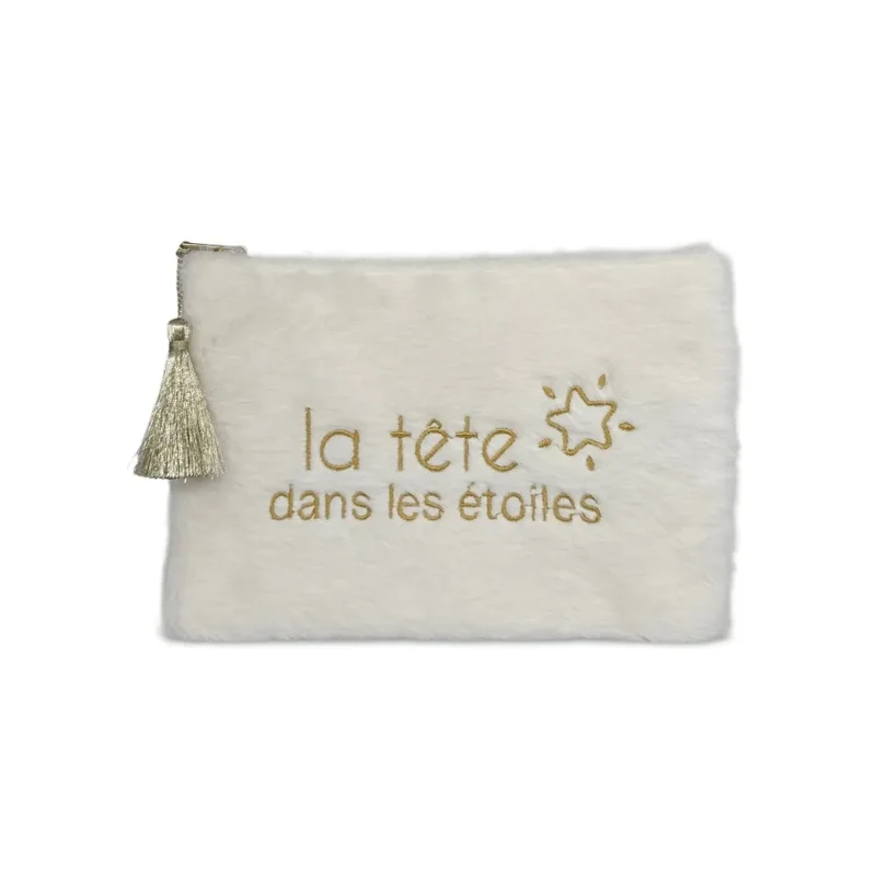 Trousse pochette en fausse fourrure FLUFFY STAR Blanc