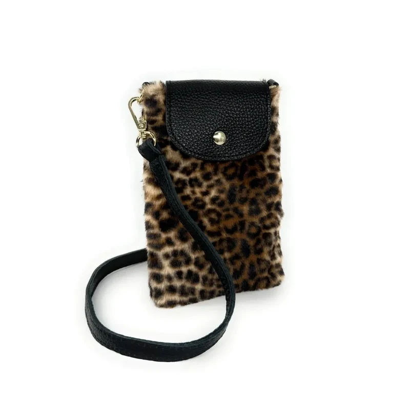 Pochette téléphone en cuir et fausse fourrure NAKIA Ocelot