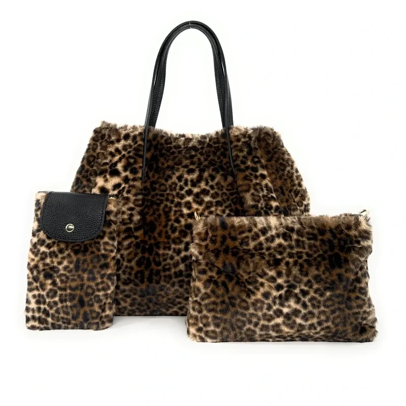 Pochette téléphone en cuir et fausse fourrure NAKIA Ocelot