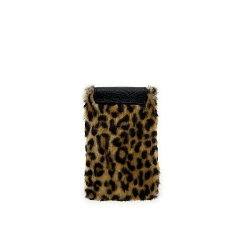 Pochette téléphone en cuir et fausse fourrure NAKIA Léopard
