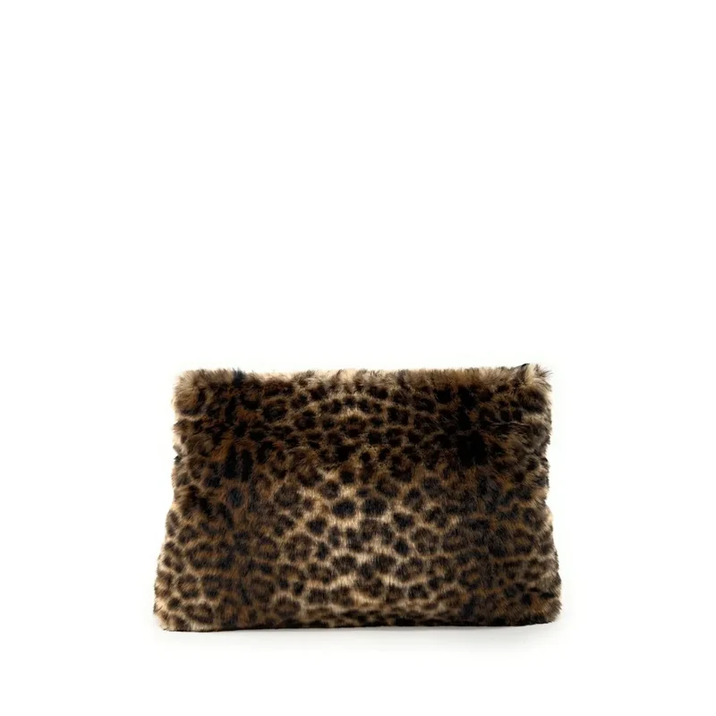 Sac pochette en cuir et fausse fourrure SHURI Ocelot