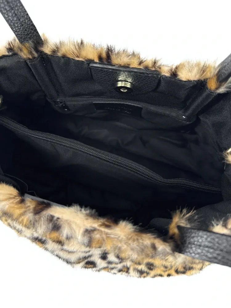Sac cabas en cuir et fausse fourrure OKOYE Léopard