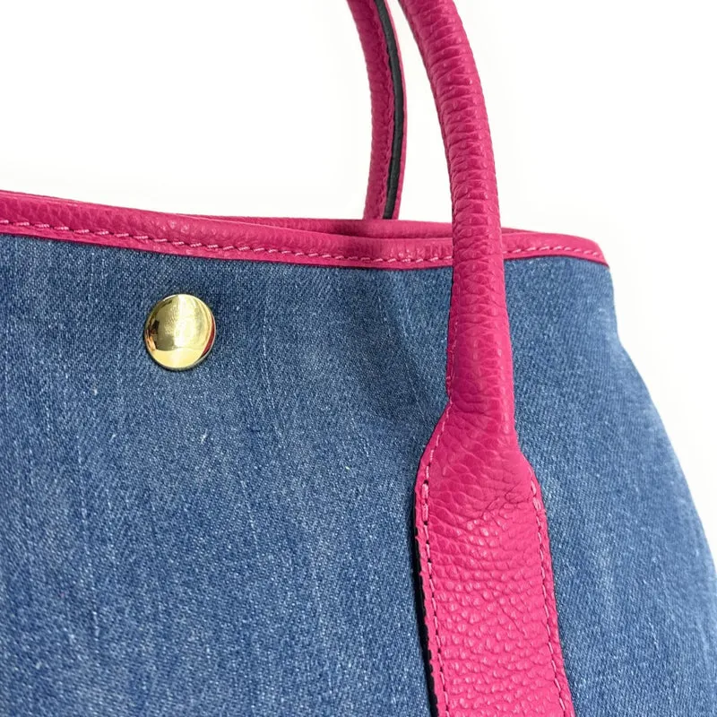 Sac à main bowling en cuir et toile SAMBO Rose fuchsia