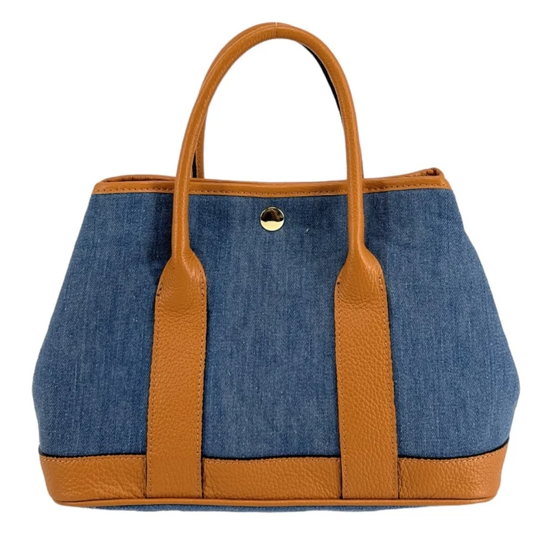 Sac à main bowling en cuir et toile SAMBO Camel