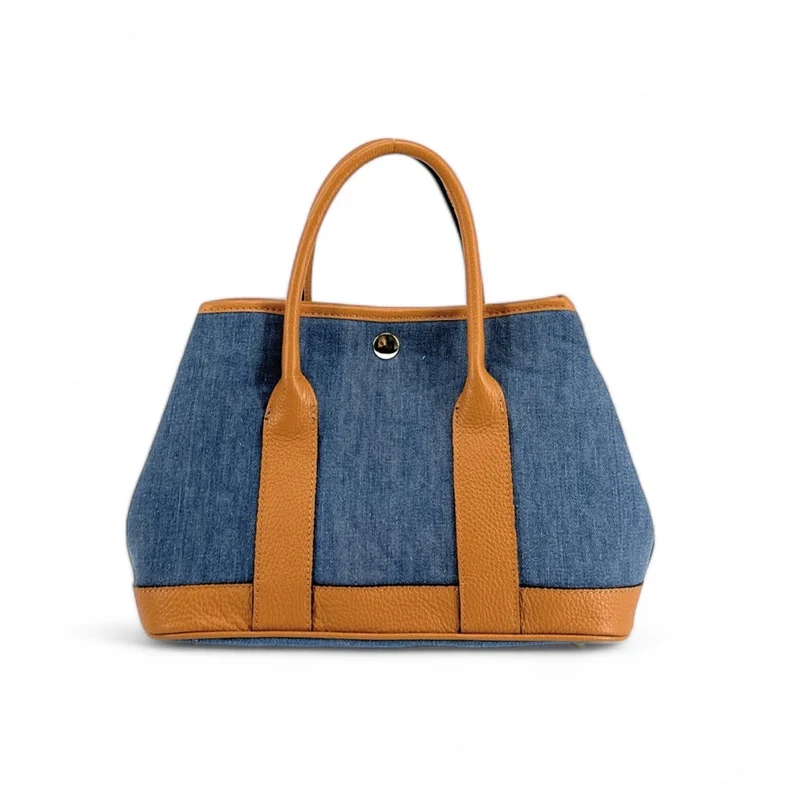 Sac à main bowling en cuir et toile SAMBO Camel