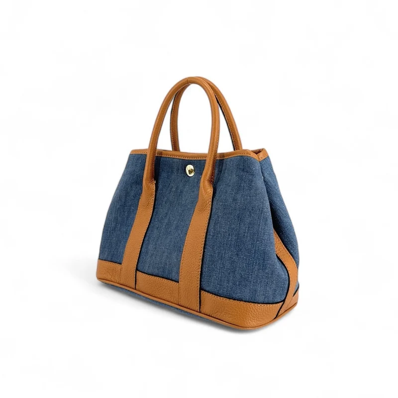 Sac à main bowling en cuir et toile SAMBO Camel