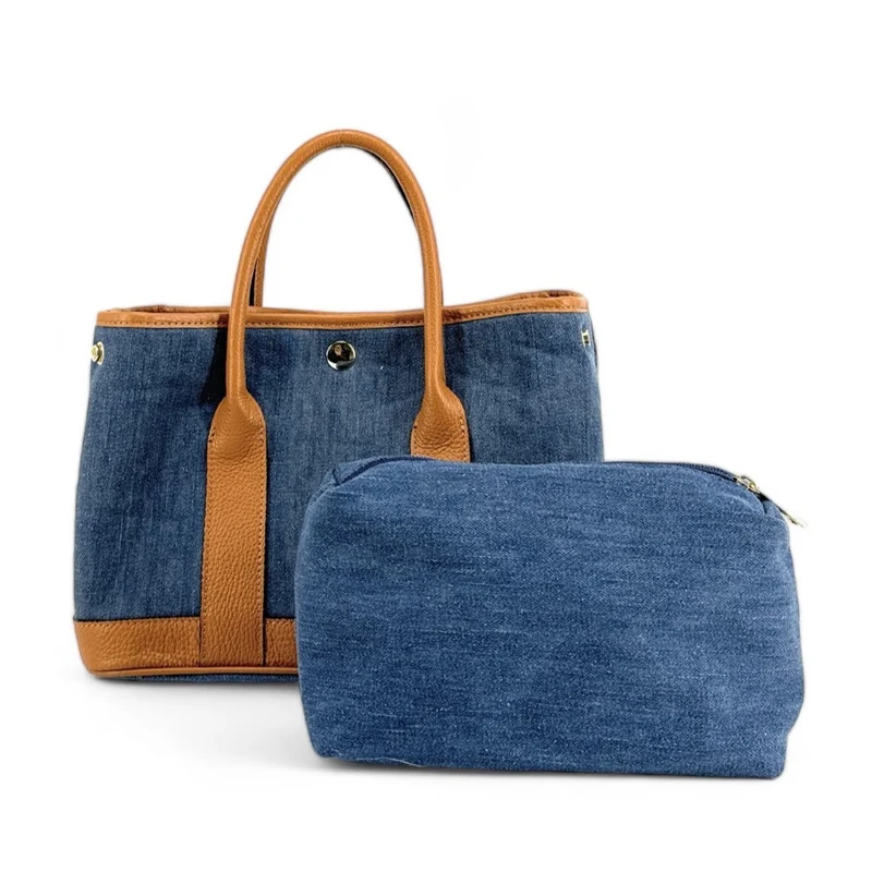 Sac à main bowling en cuir et toile SAMBO Camel