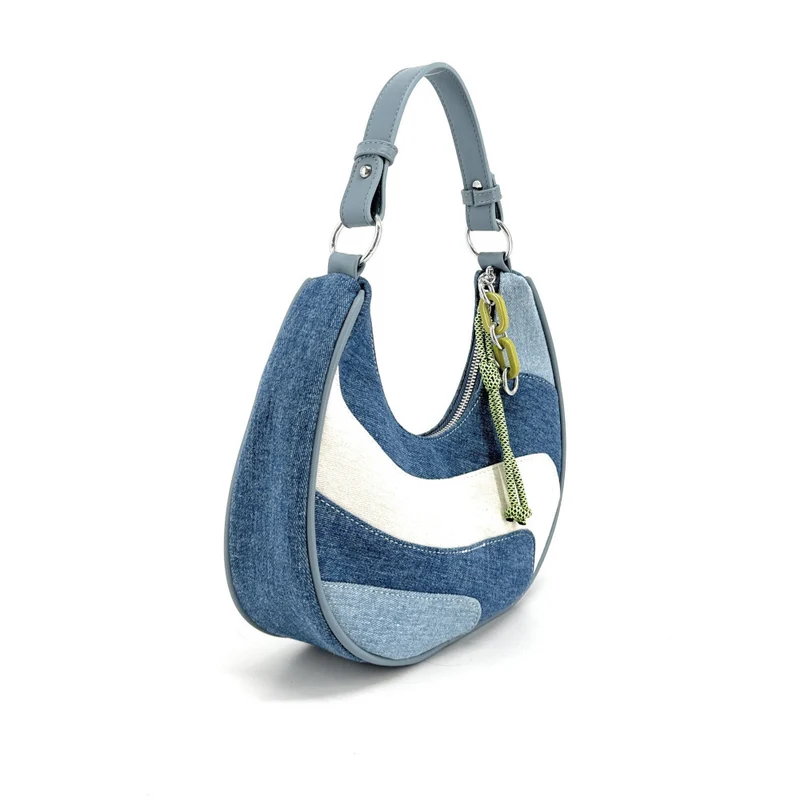 Sac à main HOBO en tissu SOHALIA Denim ciel