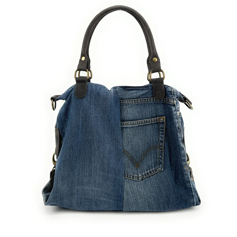Sac besace en toile et cuir BESACE U.S. DENIM pièce unique multicolore 4