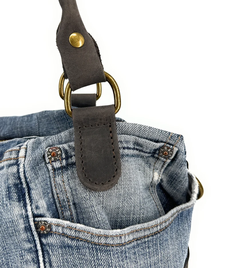 Sac besace en toile et cuir BESACE U.S. DENIM pièce unique multicolore 3