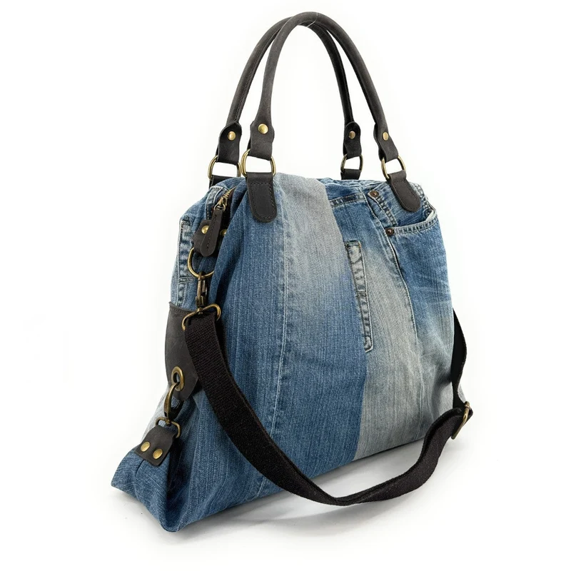 Sac besace en toile et cuir BESACE U.S. DENIM pièce unique multicolore 2