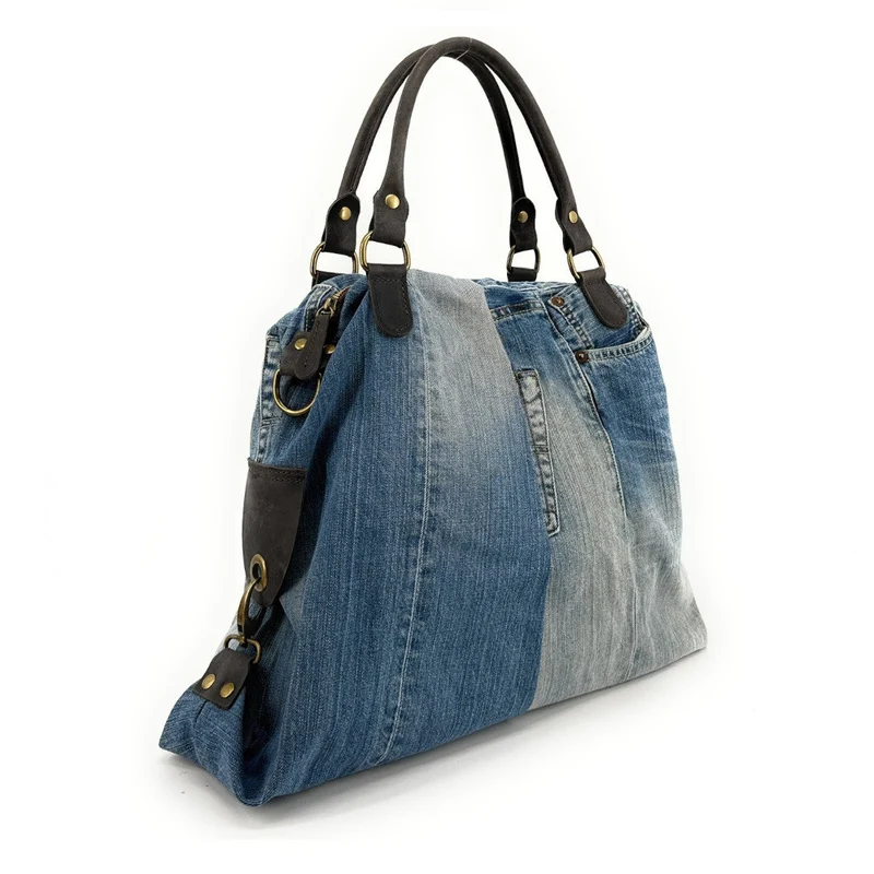 Sac besace en toile et cuir BESACE U.S. DENIM pièce unique multicolore 2