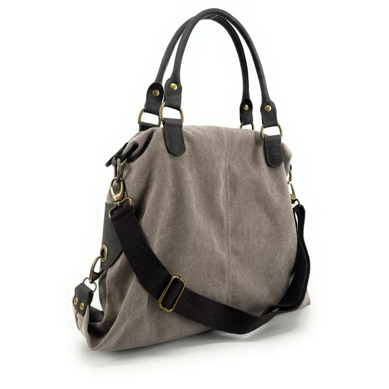 Sac besace en toile et cuir BESACE U.S. Taupe