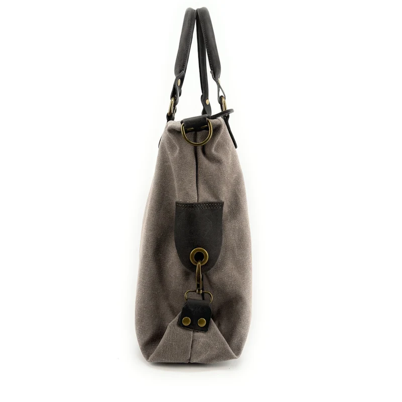 Sac besace en toile et cuir BESACE U.S. Taupe