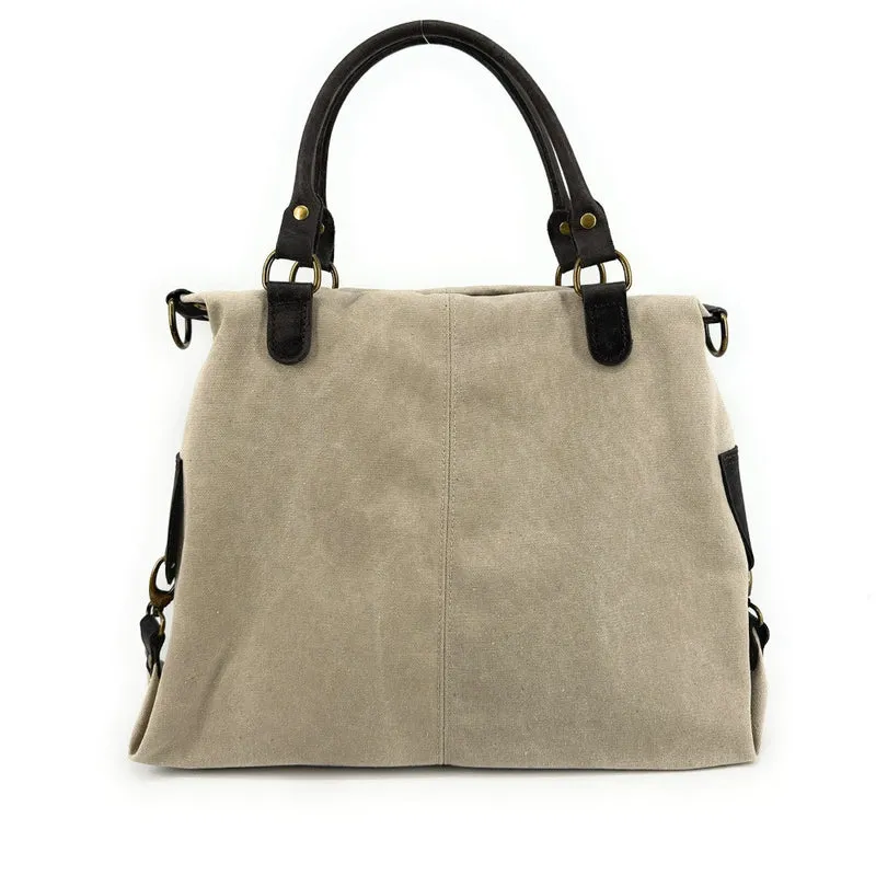 Sac besace en toile et cuir BESACE U.S. Taupe clair