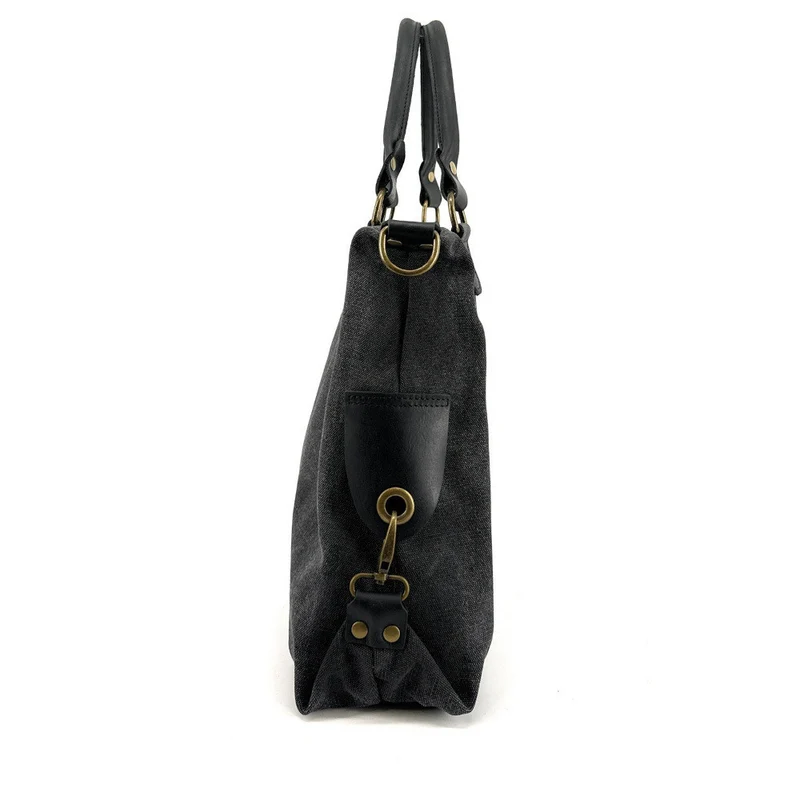 Sac besace en toile et cuir BESACE U.S. Noir