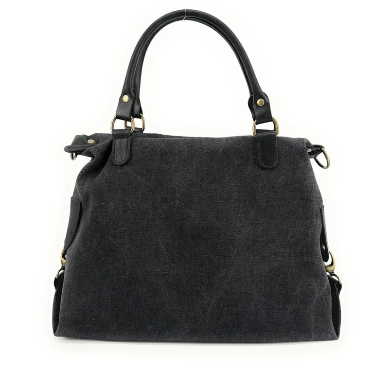 Sac besace en toile et cuir BESACE U.S. Noir