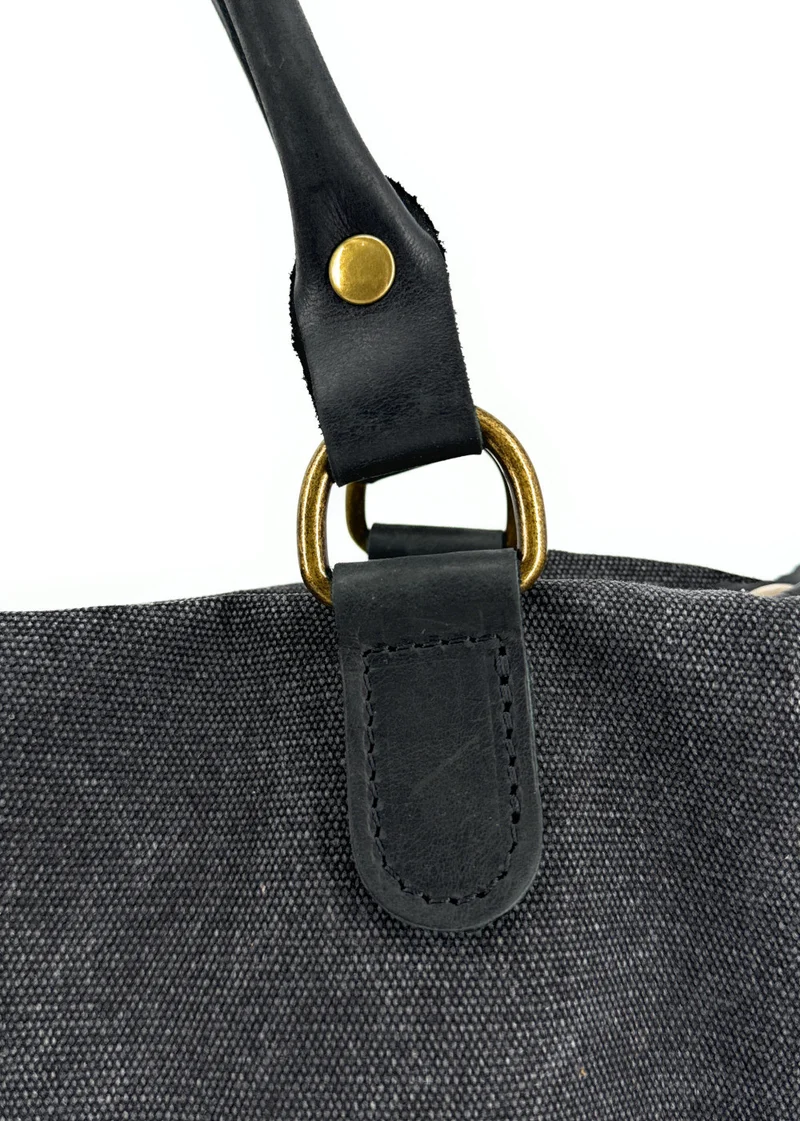 Sac besace en toile et cuir BESACE U.S. Noir