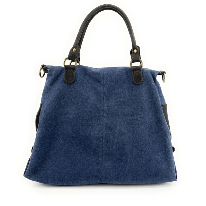 Sac besace en toile et cuir BESACE U.S. Bleu denim