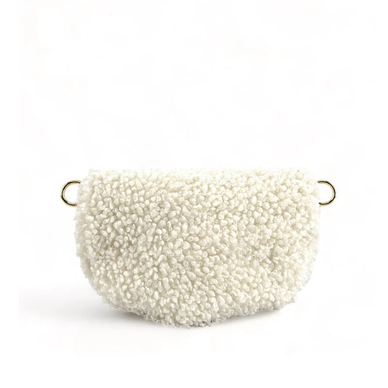 Sac banane en cuir et peluche LOU PILOU Blanc