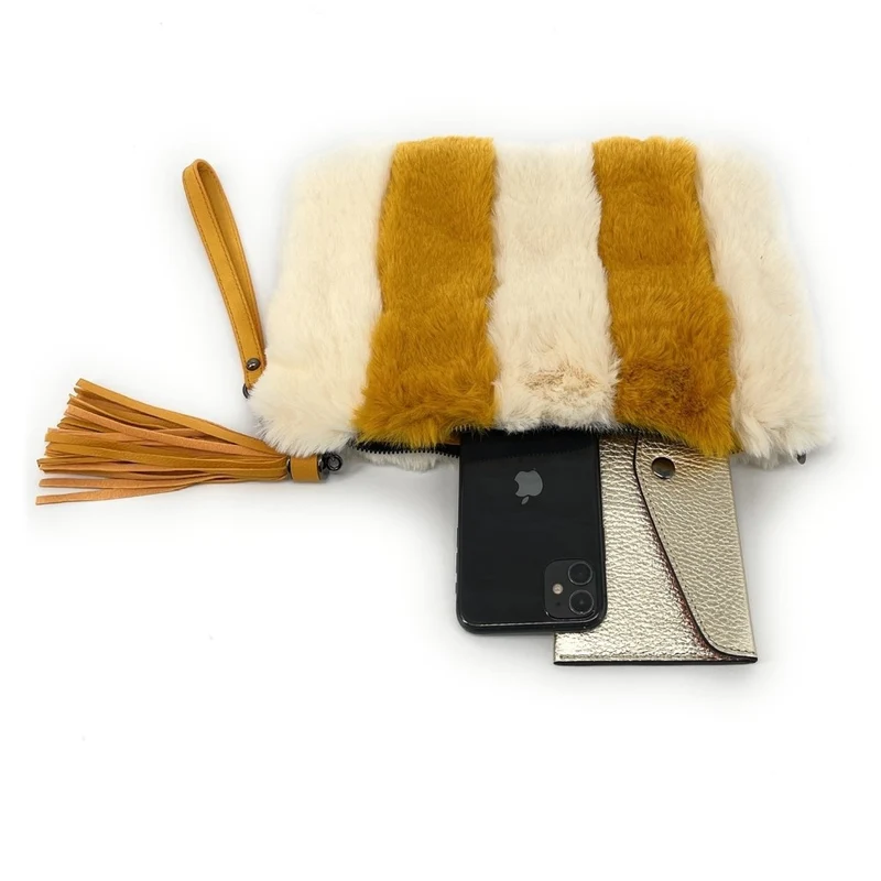 Sac pochette en fausse fourrure FURBY Savane