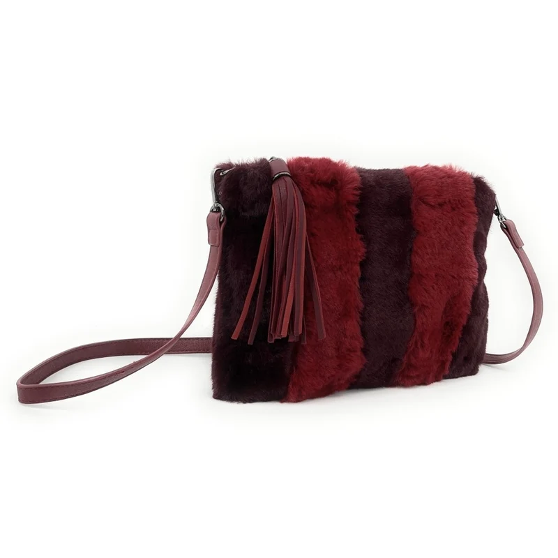 Sac pochette en fausse fourrure FURBY Rouge bordeaux