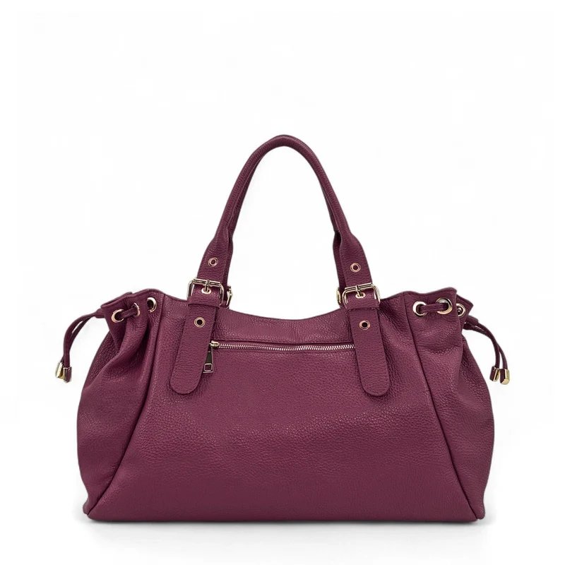 Sac bowling en cuir grainé PRINCESSE XL Prune