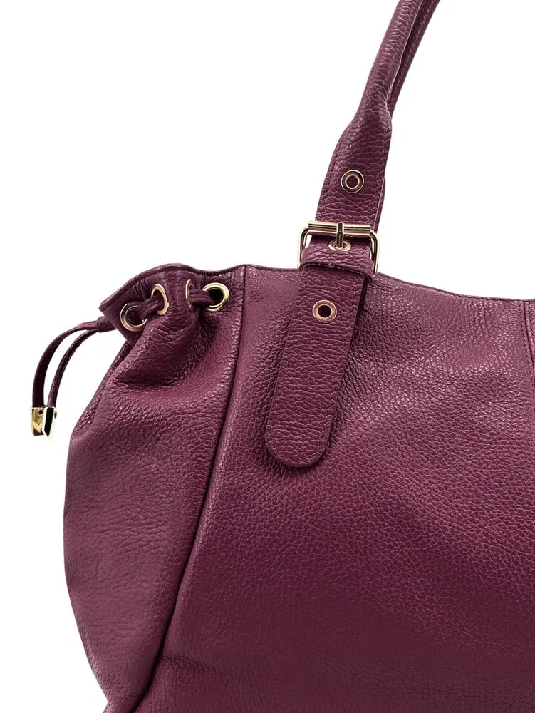 Sac bowling en cuir grainé PRINCESSE XL Prune