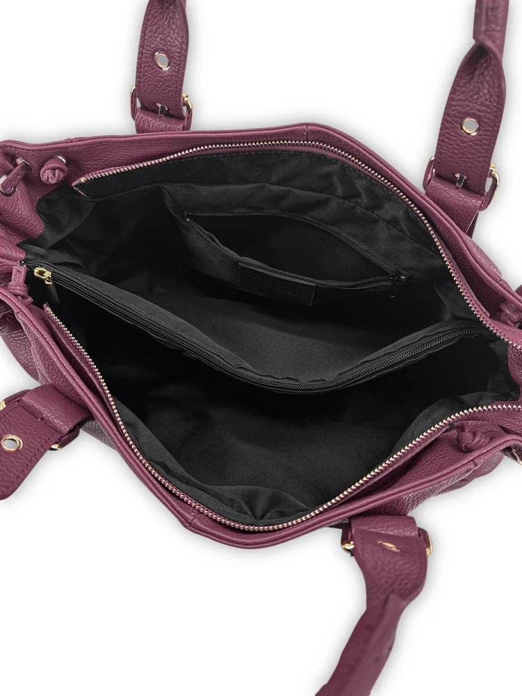 Sac bowling en cuir grainé PRINCESSE XL Prune