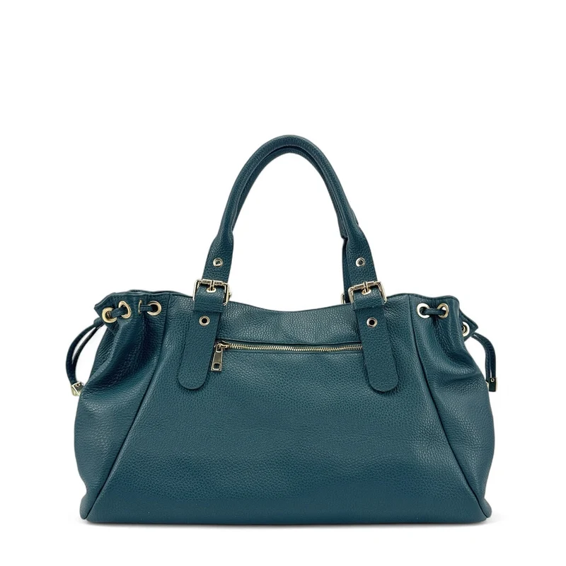Sac bowling en cuir grainé PRINCESSE XL Bleu vert canard