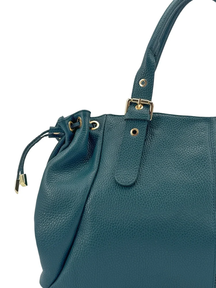 Sac bowling en cuir grainé PRINCESSE XL Bleu vert canard