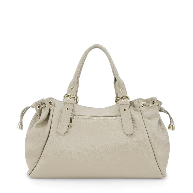 Sac bowling en cuir grainé PRINCESSE XL Beige crème