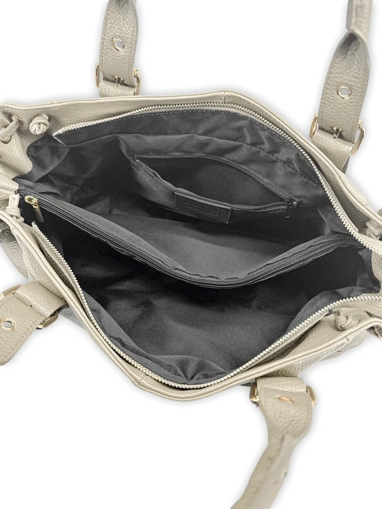 Sac bowling en cuir grainé PRINCESSE XL Beige crème